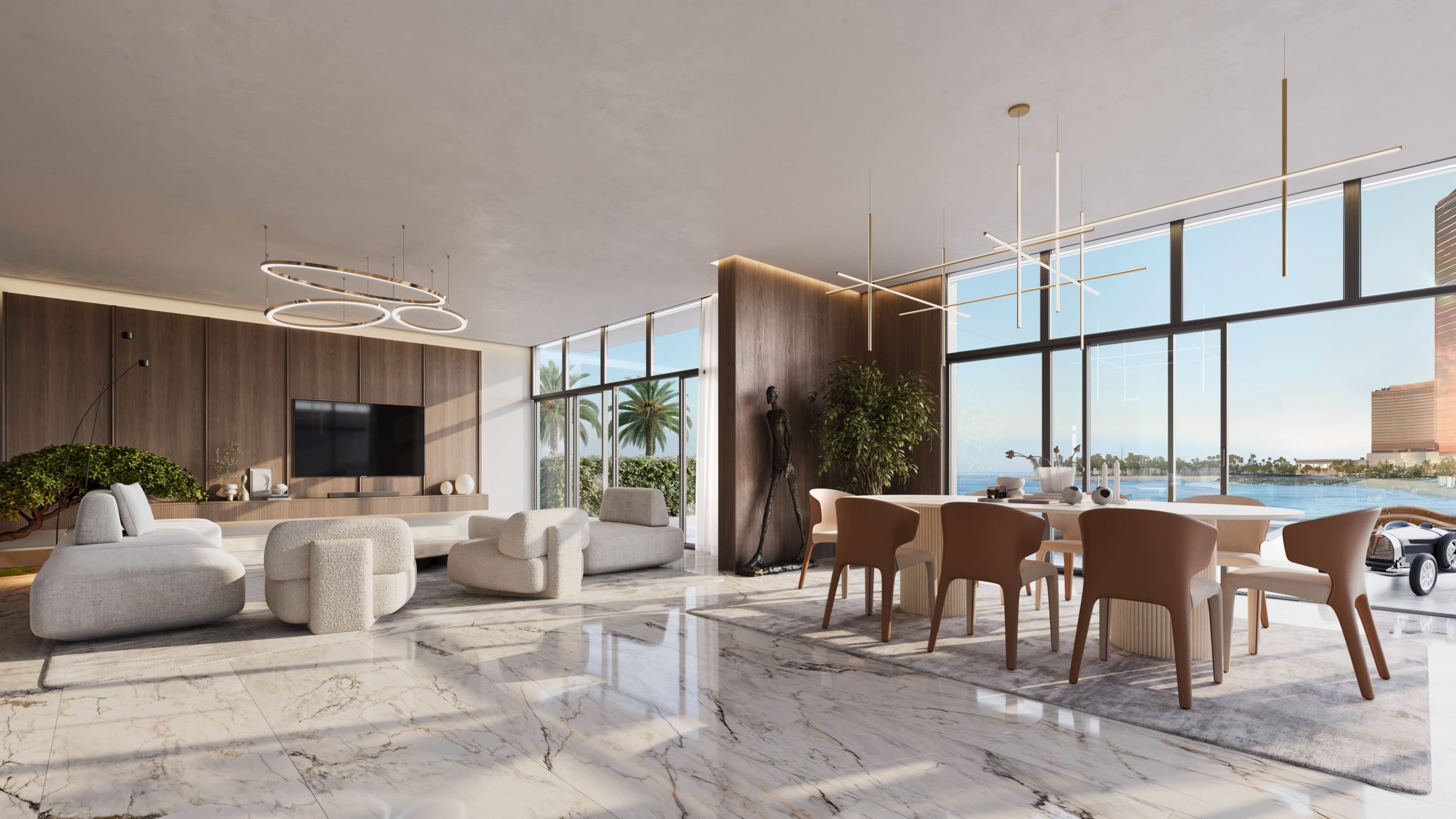 Dubai off-plan property show apartment interior showing the presentation format developers use to market units before construction completes