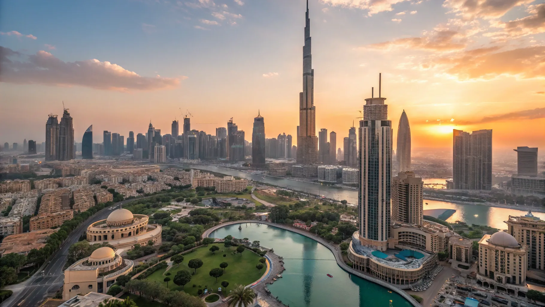 Dubai skyline with residential towers along canal representing relocating to Dubai destination for expats 2026