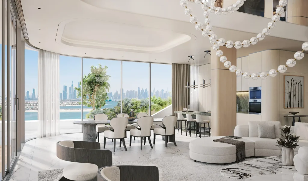 Beach Mansion Living Dining in Bella by Passo by BEYOND Developments in West Crescent, Palm Jumeirah