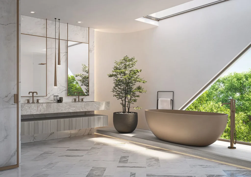 Beach Mansion Master Bath in Bella by Passo by BEYOND Developments in West Crescent, Palm Jumeirah