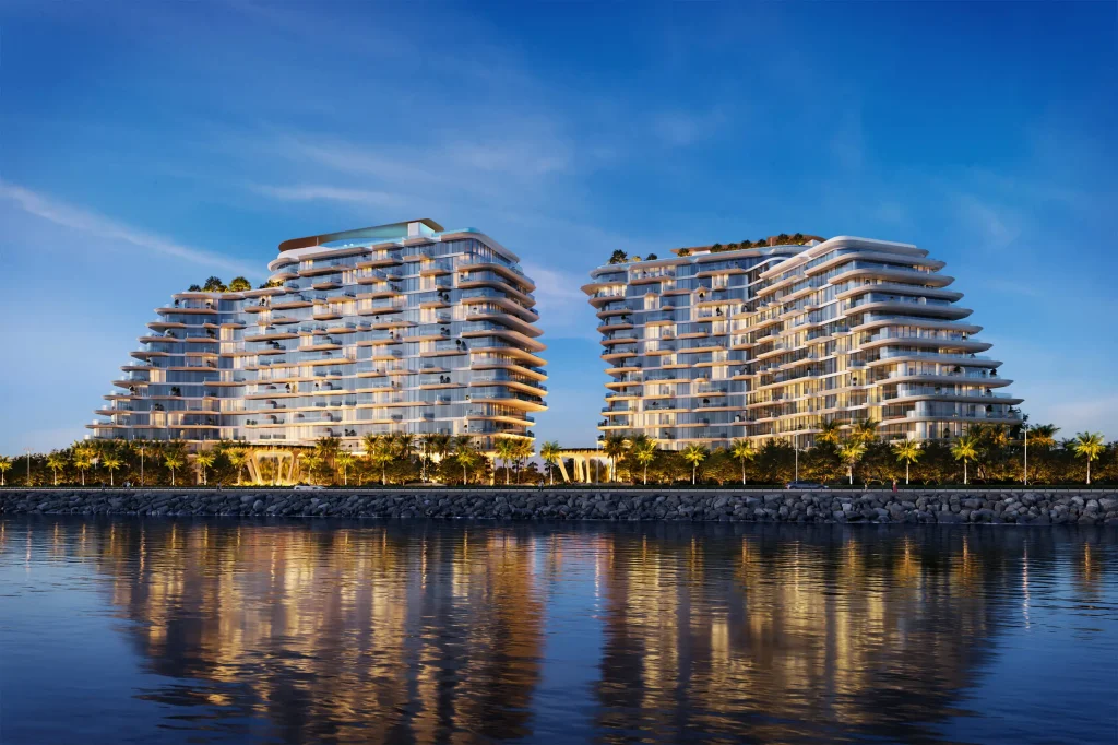 Bella by Passo by BEYOND Developments in West Crescent, Palm Jumeirah at night