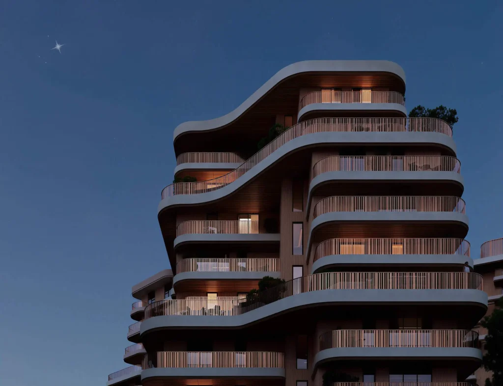 Exterior design of the Wilds Residences by Aldar Properties in Dubailand, Dubai