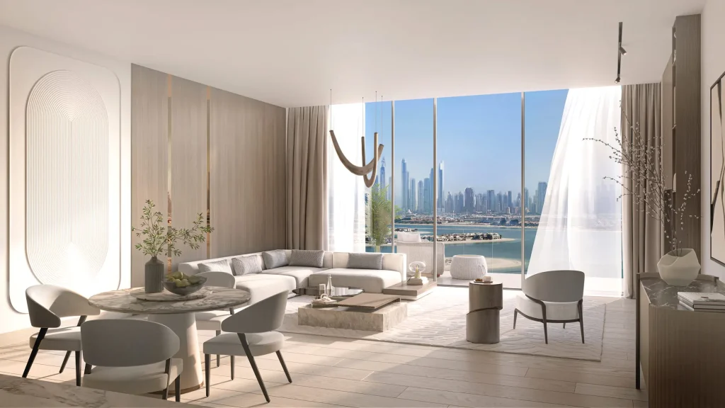 The Residences 2-Bed Living Room in Bella by Passo by BEYOND Developments in West Crescent, Palm Jumeirah