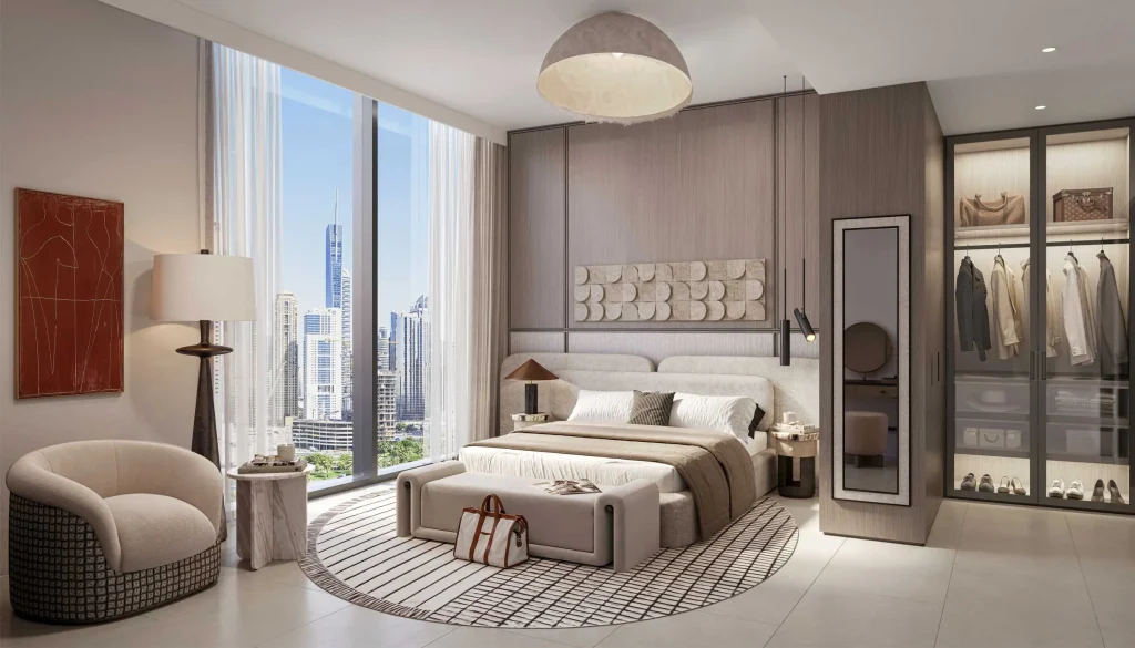 bedroom with streat view at Eltiera Views by Ellington Properties, Jumeirah Islands, Dubai