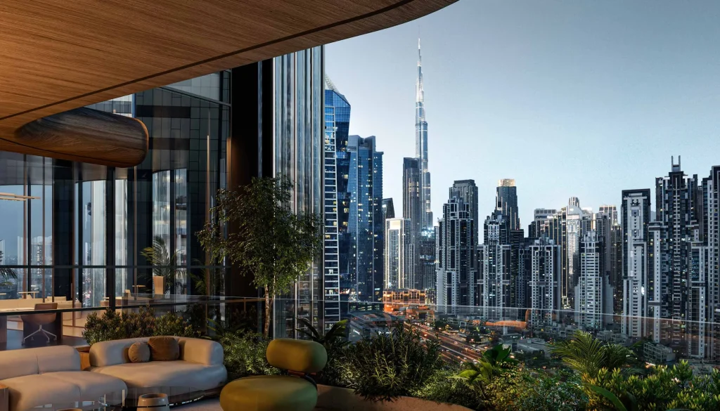burj khalifa view form the balacony of LUMENA ALTA by Omniyat in Business Bay Dubai