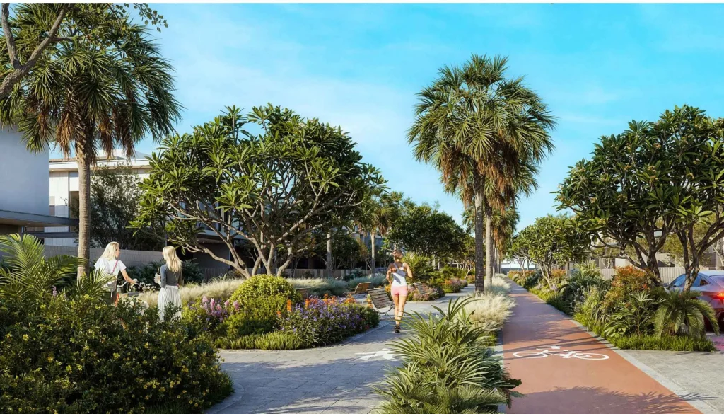 gardens in Pinewood Estate Homes by Wasl at Jumeirah Golf Estates, Dubai