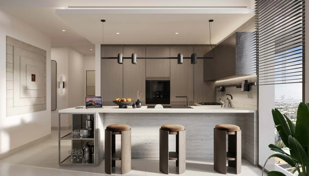kitchen bar at Eltiera Views by Ellington Properties, Jumeirah Islands, Dubai