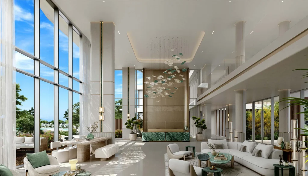 living and dining room at Palm Central Private Residences by Nakheel in Palm Jebel Ali, Dubai