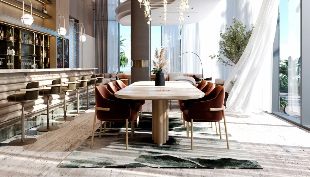 luxury dining room at LIV Oceanside by LIV Developers in Dubai Islands Dubai