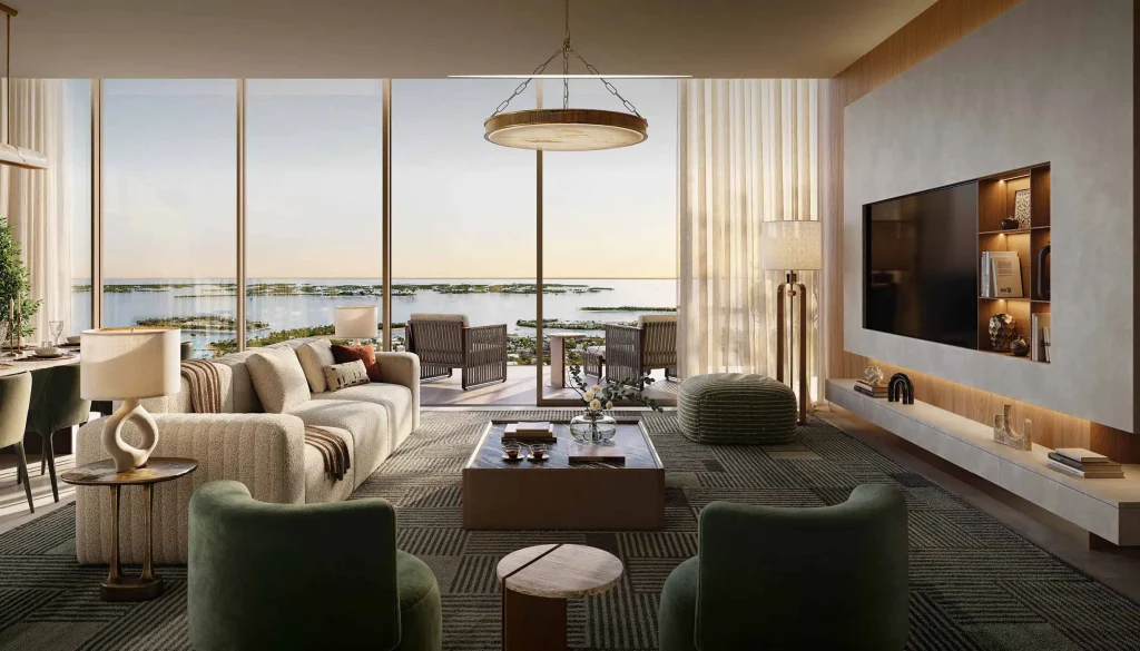 luxury living room at Avarra by Palace by Emaar in Business Bay, Dubai