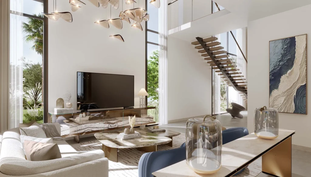 luxury living room style in a villa at Nad Al Sheba Gardens Phase 11 by Meraas