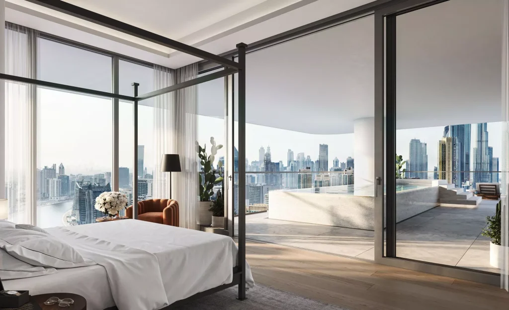 luxury master bedroom at VELA VIENTO by Omniyat, Dorchester Collection