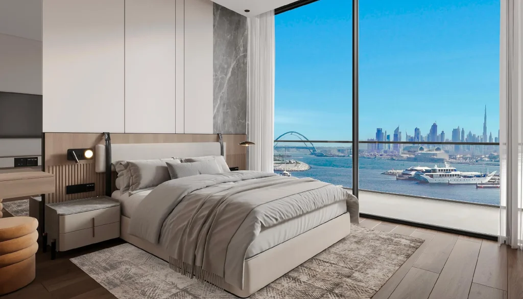 luxury sea view master bedroom at LIV Oceanside by LIV Developers in Dubai Islands Dubai