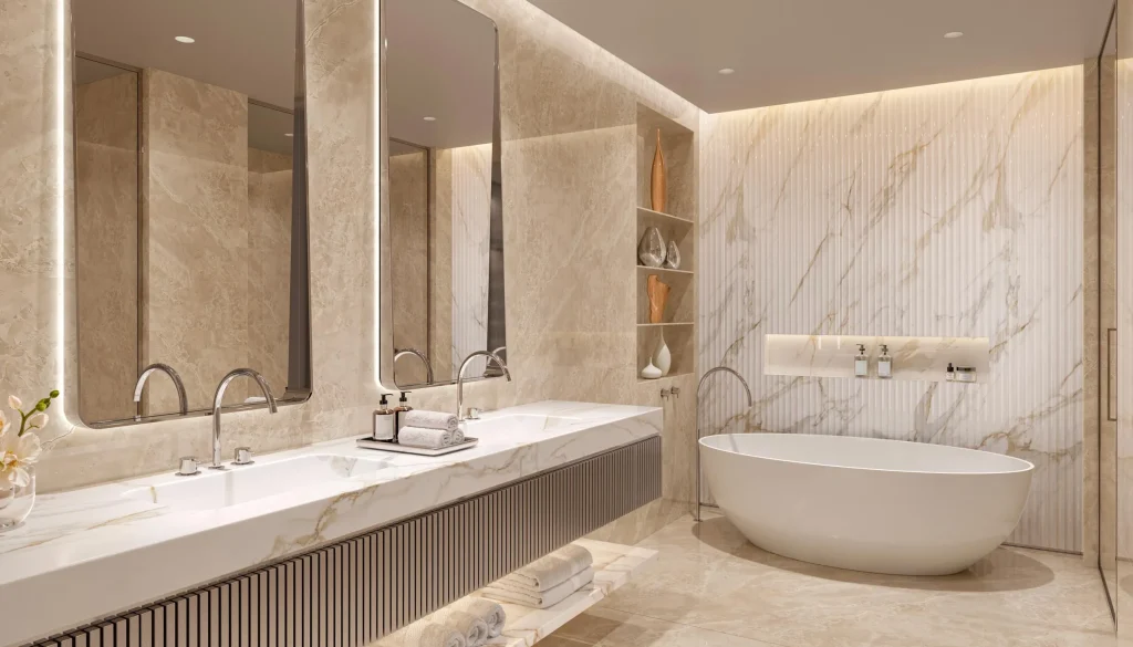 master bathroom at The Edit at in Dubai Design District (d3) by Meraas