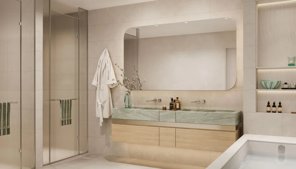 mater bathroom at Palm Central Private Residences by Nakheel in Palm Jebel Ali, Dubai