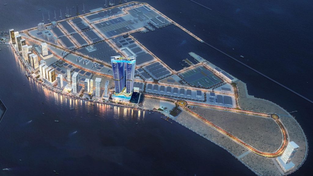 night top overview of Oceanz 3 by Danube Properties in Dubai Maritime City
