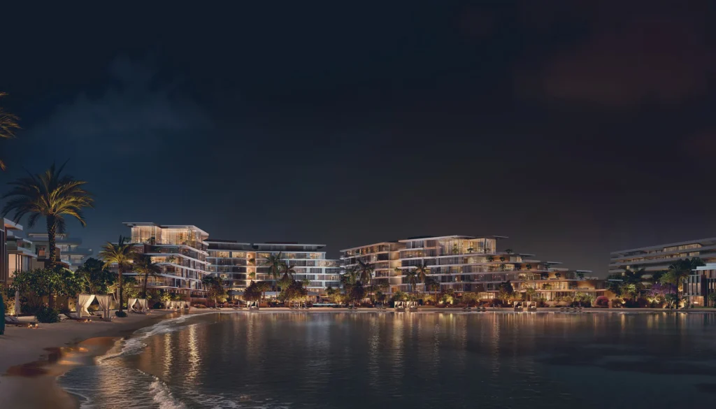 night view of beach at Palm Central Private Residences by Nakheel in Palm Jebel Ali, Dubai