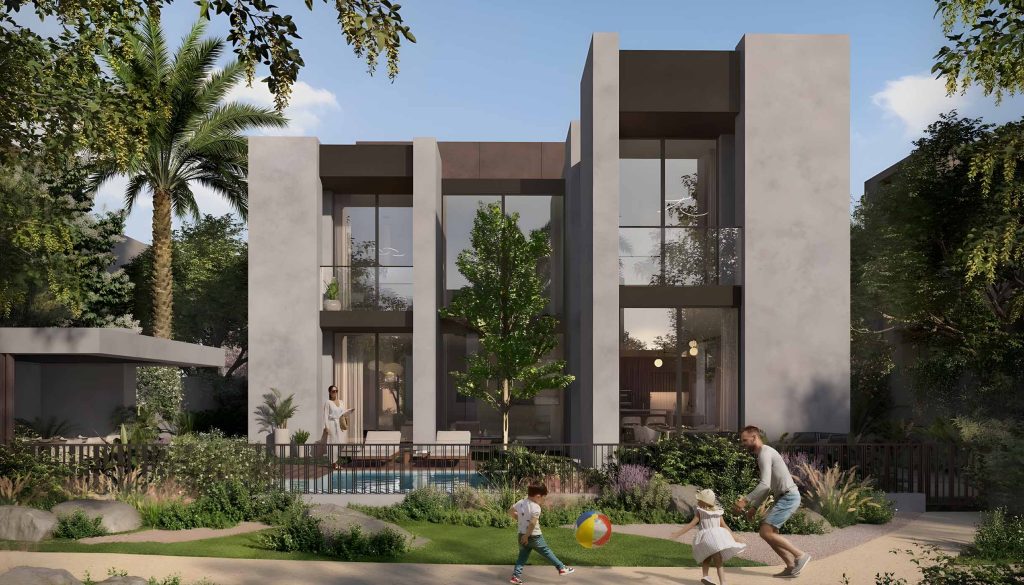 private garden at Athlon Premium Villas by Aldar in Dubailand