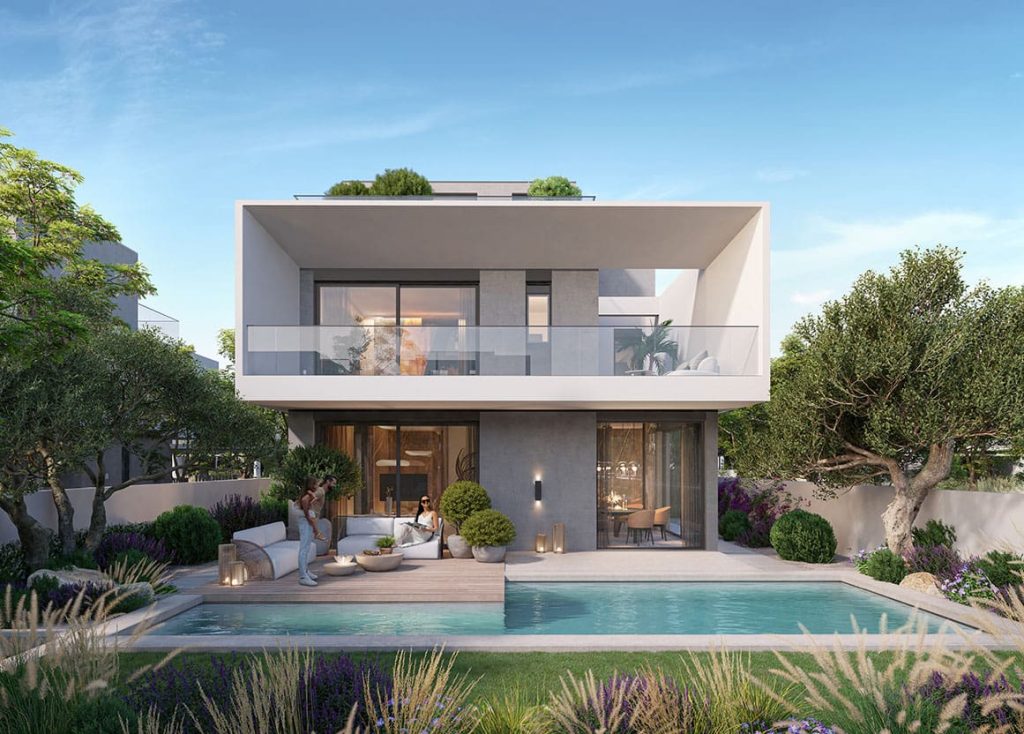 the exterior design of a villa with a private pool at Park Gate 2 by Emaar