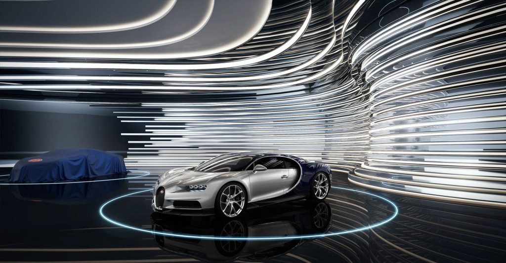 the fancy parking at Bugatti Residences luxury units by Binghatti in Business Bay Dubai