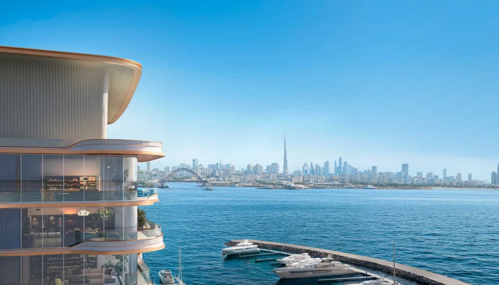 yacht and burj khalifa view from LIV Oceanside by LIV Developers in Dubai Islands Dubai