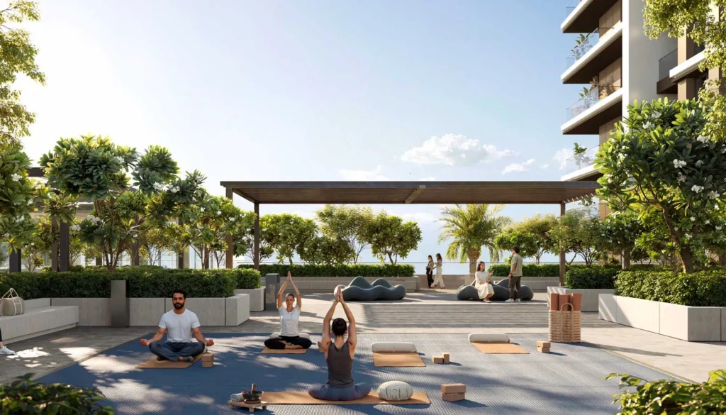 yoga and fitness area at Lyvia by Palace Emaar in Dubai Creek Harbour
