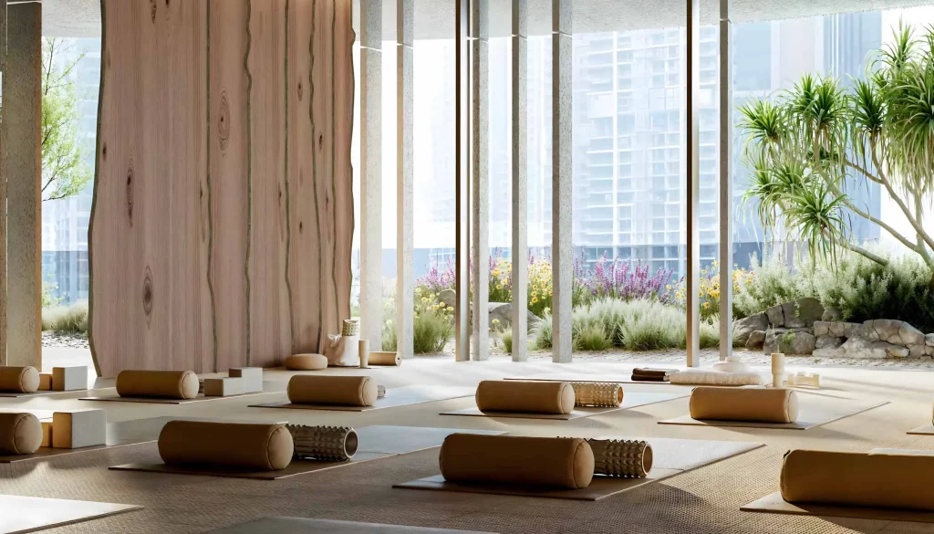 yoga area in Wedyan The Canal by Al Ghurair Collection, Business Bay, Dubai